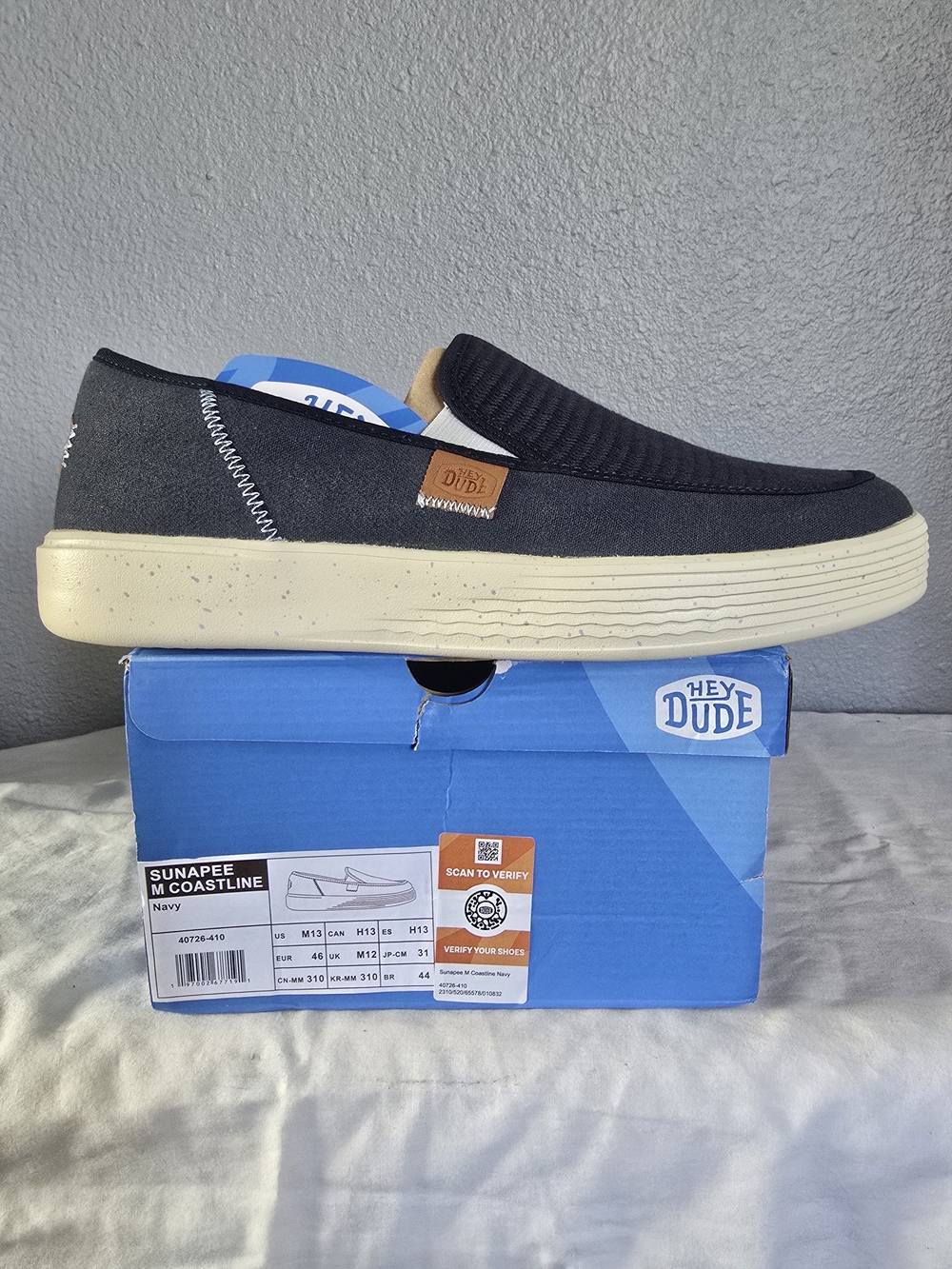 Hey Dude Sunapee M Slip-On Loafers in Navy with Cream Sole